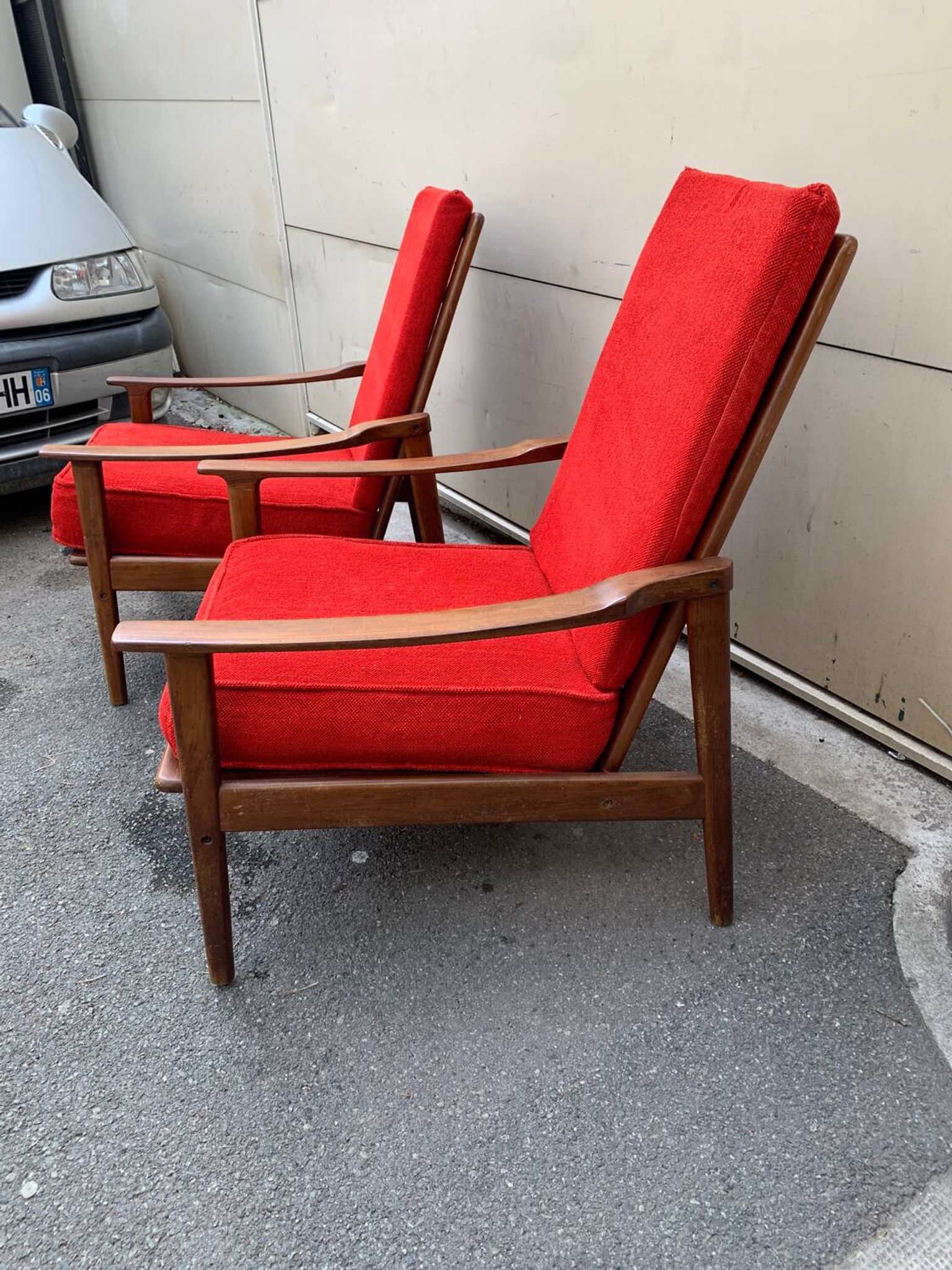 Paire de fauteuils en teck style scandinave, années 70
