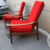 Pair of 70's Scandinavian style teak armchairs