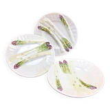 3 assiettes à asperges barbotine Luneville