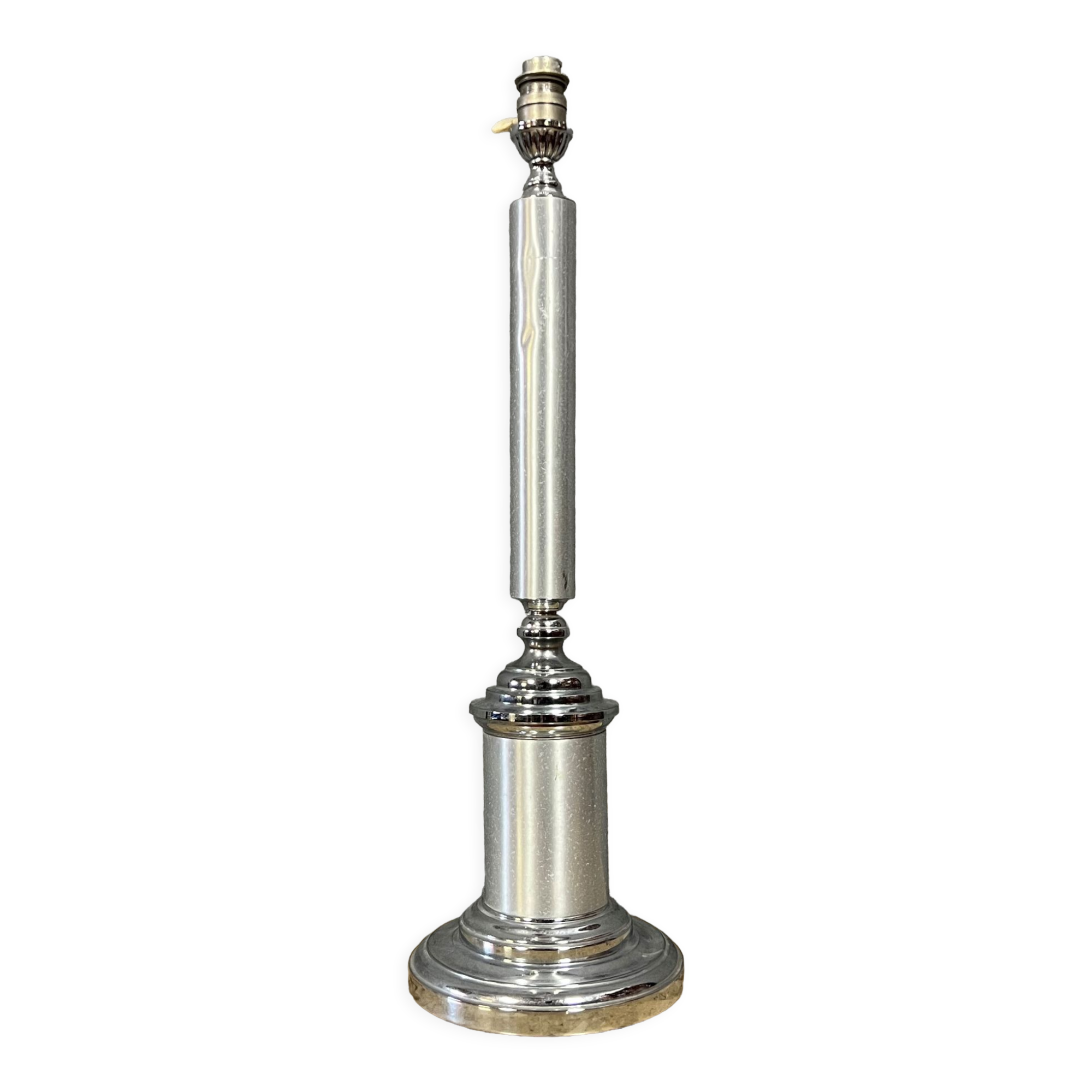 Lamp base in brushed metal and silver metal from the 1930s-1940s