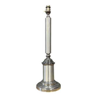 Lamp base in brushed metal and silver metal from the 1930s-1940s