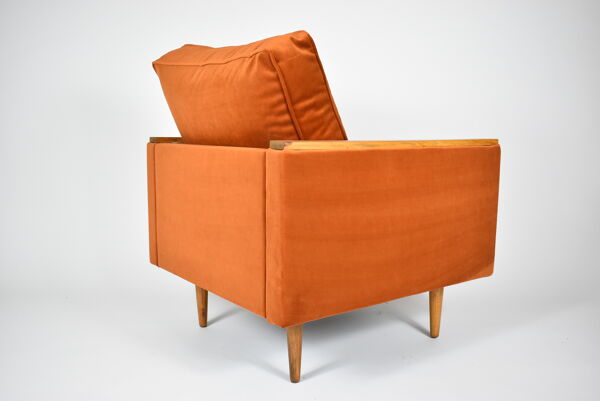 Fauteuil vintage Cube restauré, années 1970, velours roux