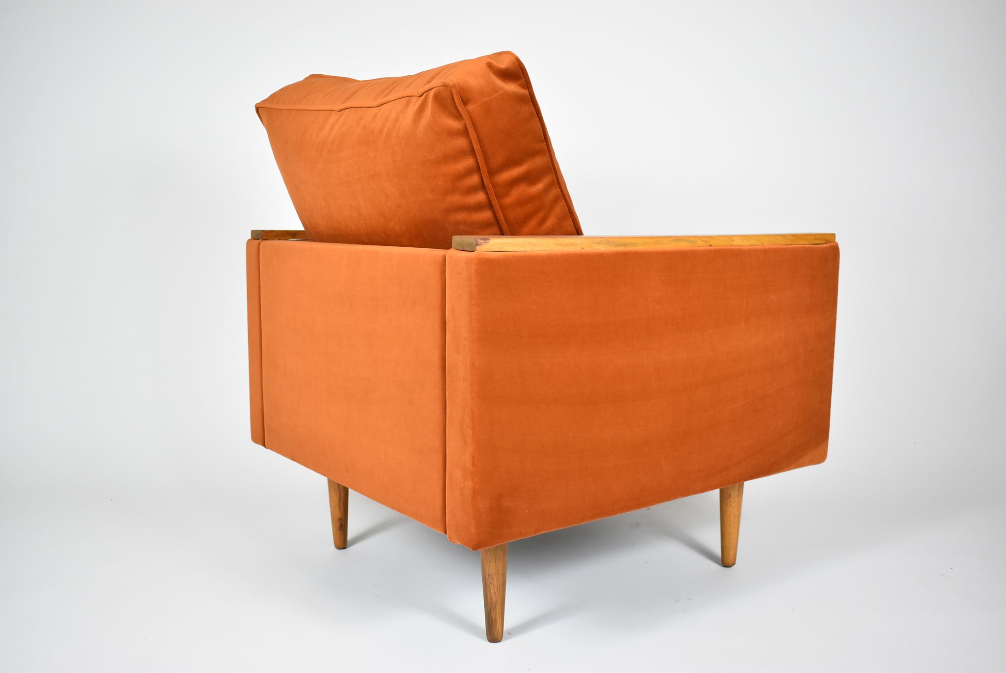 Fauteuil vintage Cube restauré, années 1970, velours roux