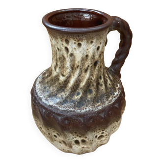 Antique west germany ceramic pitcher brown beige vintage