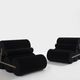 Pair of black velvet armchairs by Auro Trivellato for ALI 1972