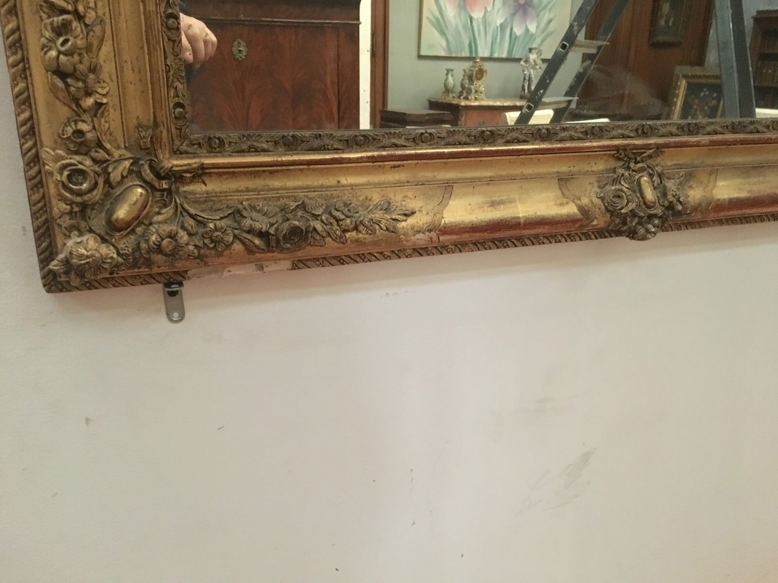 Louis Philippe mirror in wood and golden stucco 103x103cm