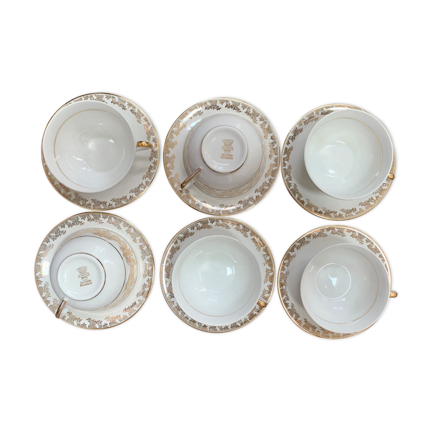 Service à café ou thé véritable Porcelaine de Limoges et doré