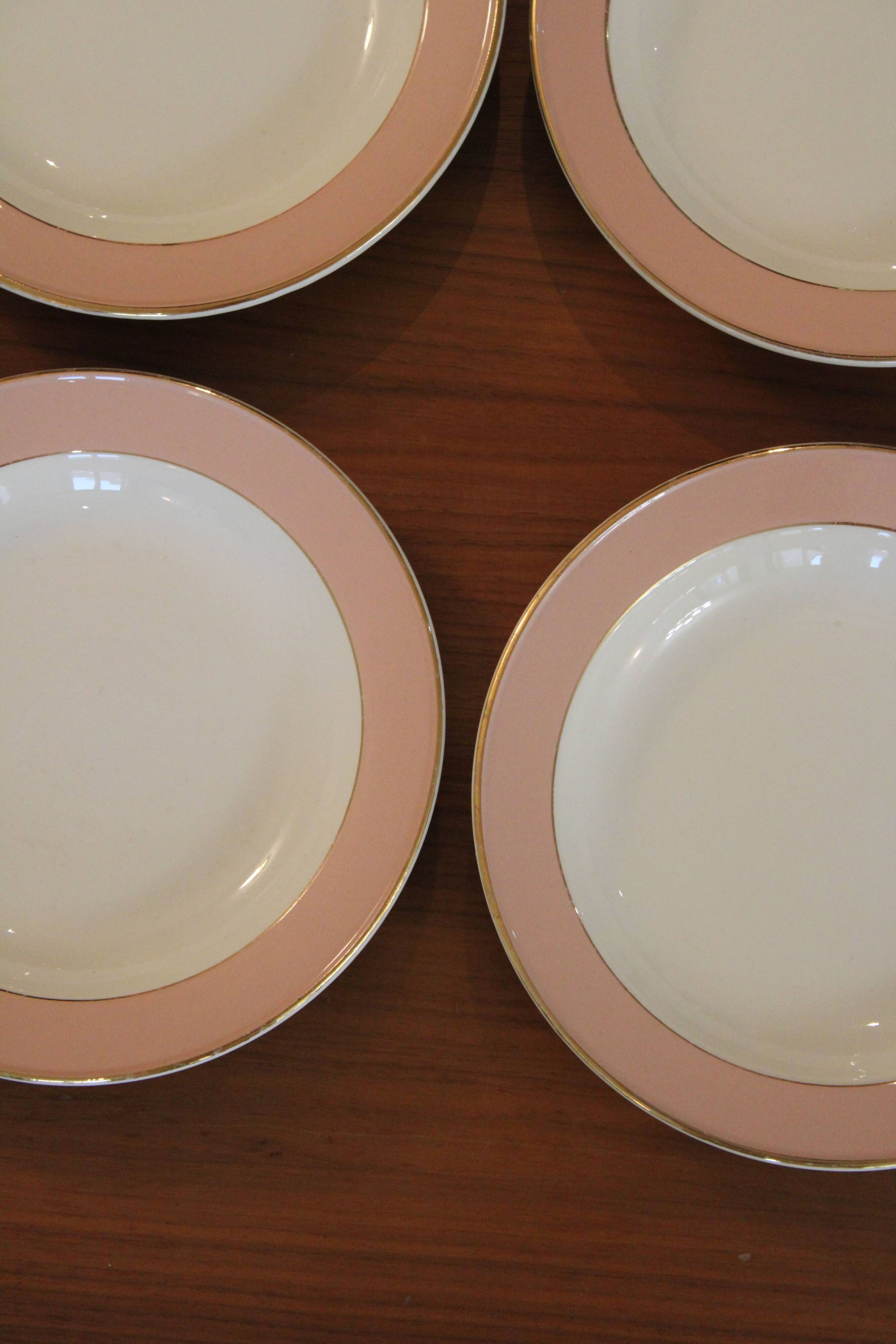 6 vintage rose gold Villeroy & Boch soup plates