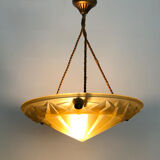 Ancien suspension vasque Art Déco 1 Feu, en pâte de verre jaune