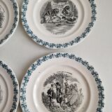 Set of 4 plates "the fables of La Fontaine" Digoin Sarreguemines