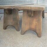 Pair of rustic farm table bench