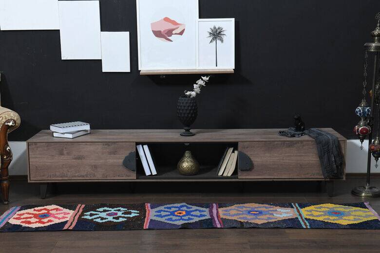 Tapis couloir kilim Oushak à tissage plat 58x268 cm
