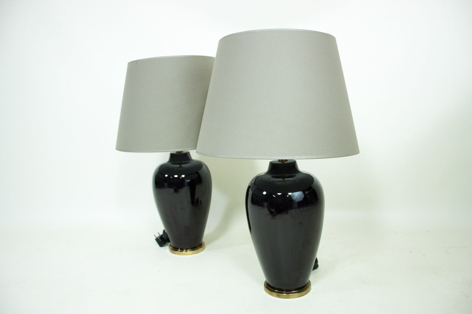 Pair of vintage ceramic and brass lamps
