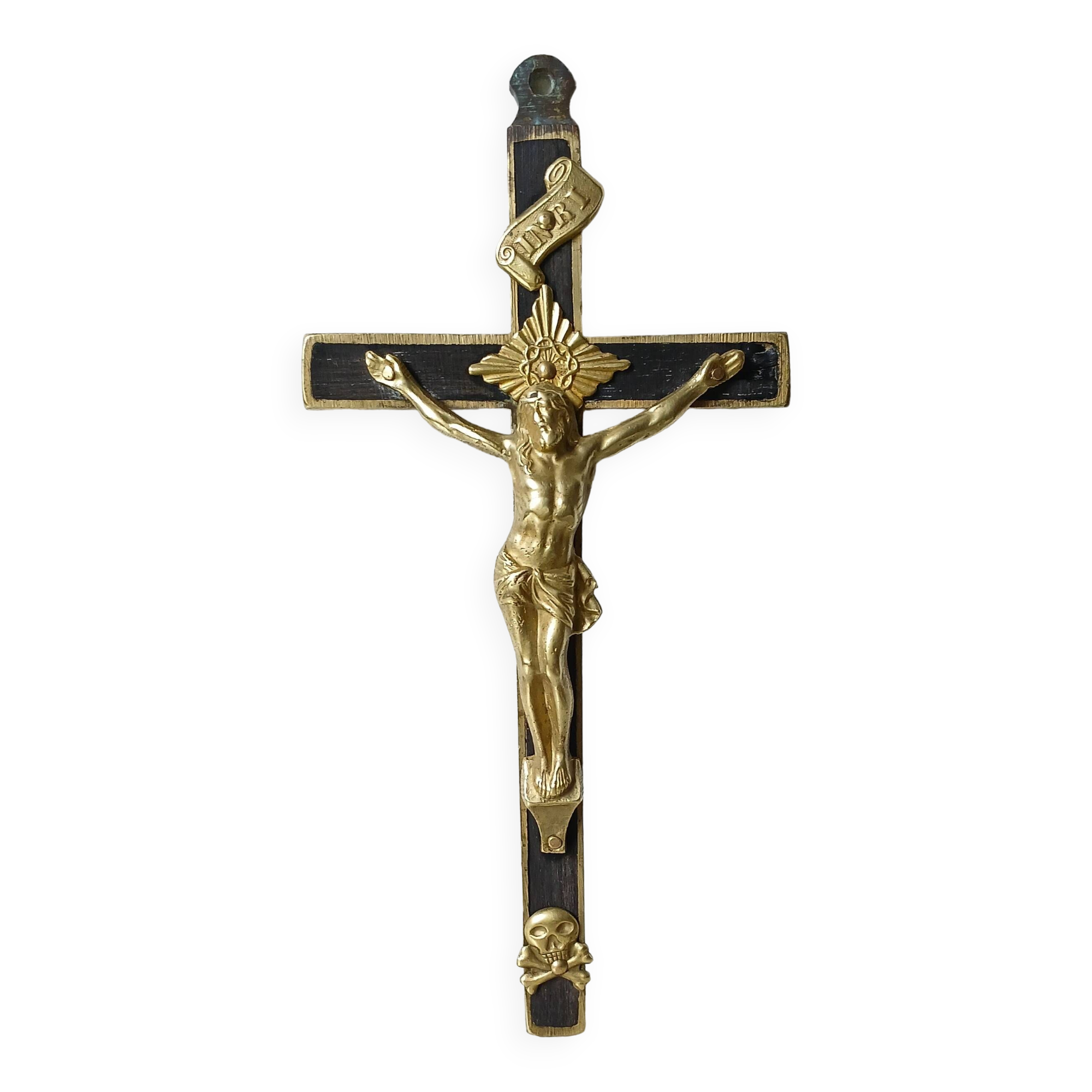 Bronze & ebony "skull" crucifix 19th century