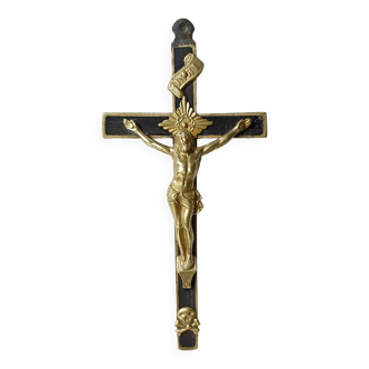 Bronze & ebony "skull" crucifix 19th century