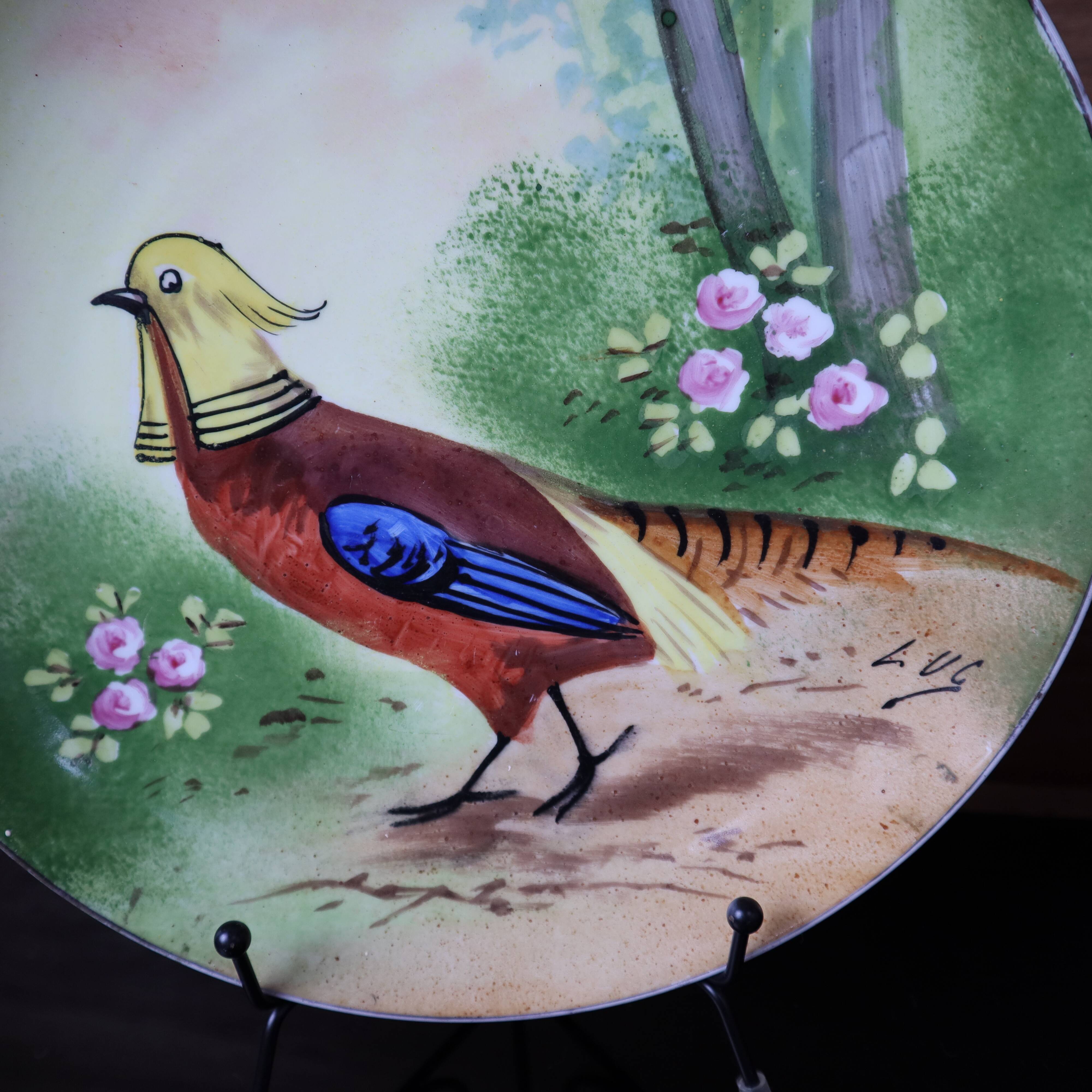 2 decorative flat plates porcelain Limoges partridge and pheasants