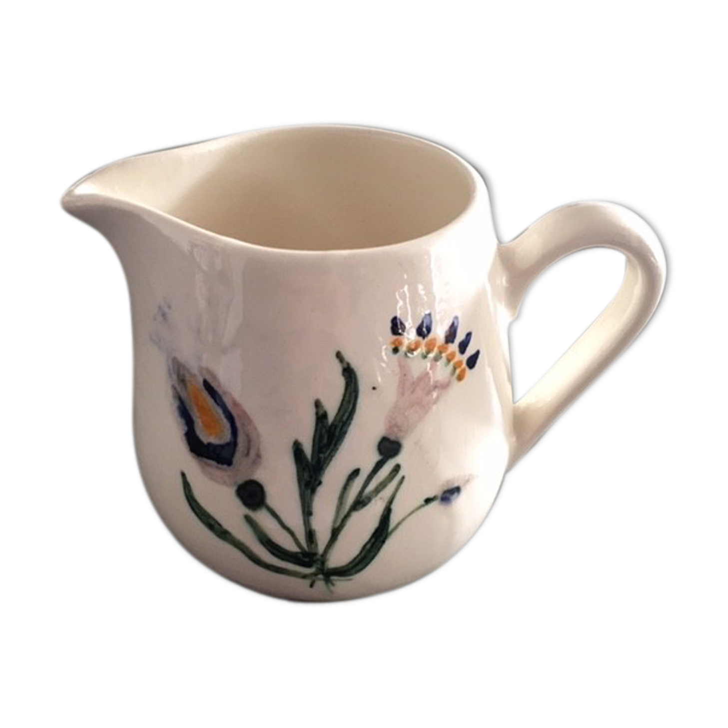 Signed floral decoration pitcher