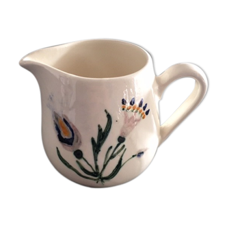 Signed floral decoration pitcher