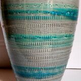 Ceramic vase scarified with gray-blue enamel