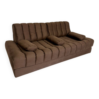 Ancien canapé Daybed design De Sede DS85 vintage années 80 tissu marron