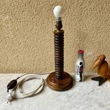 Vintage turned wooden lamp from the 1960s in the style of Charles Dudouyt.