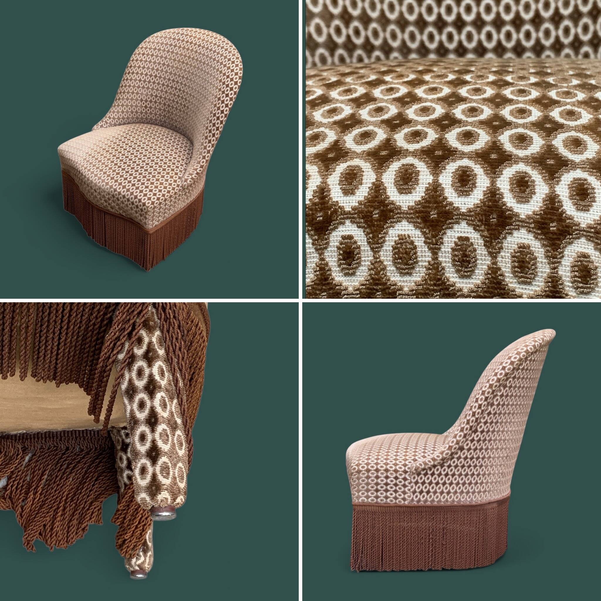 Vintage chocolate velvet toad armchair