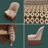 Fauteuil crapaud vintage en velours chocolat