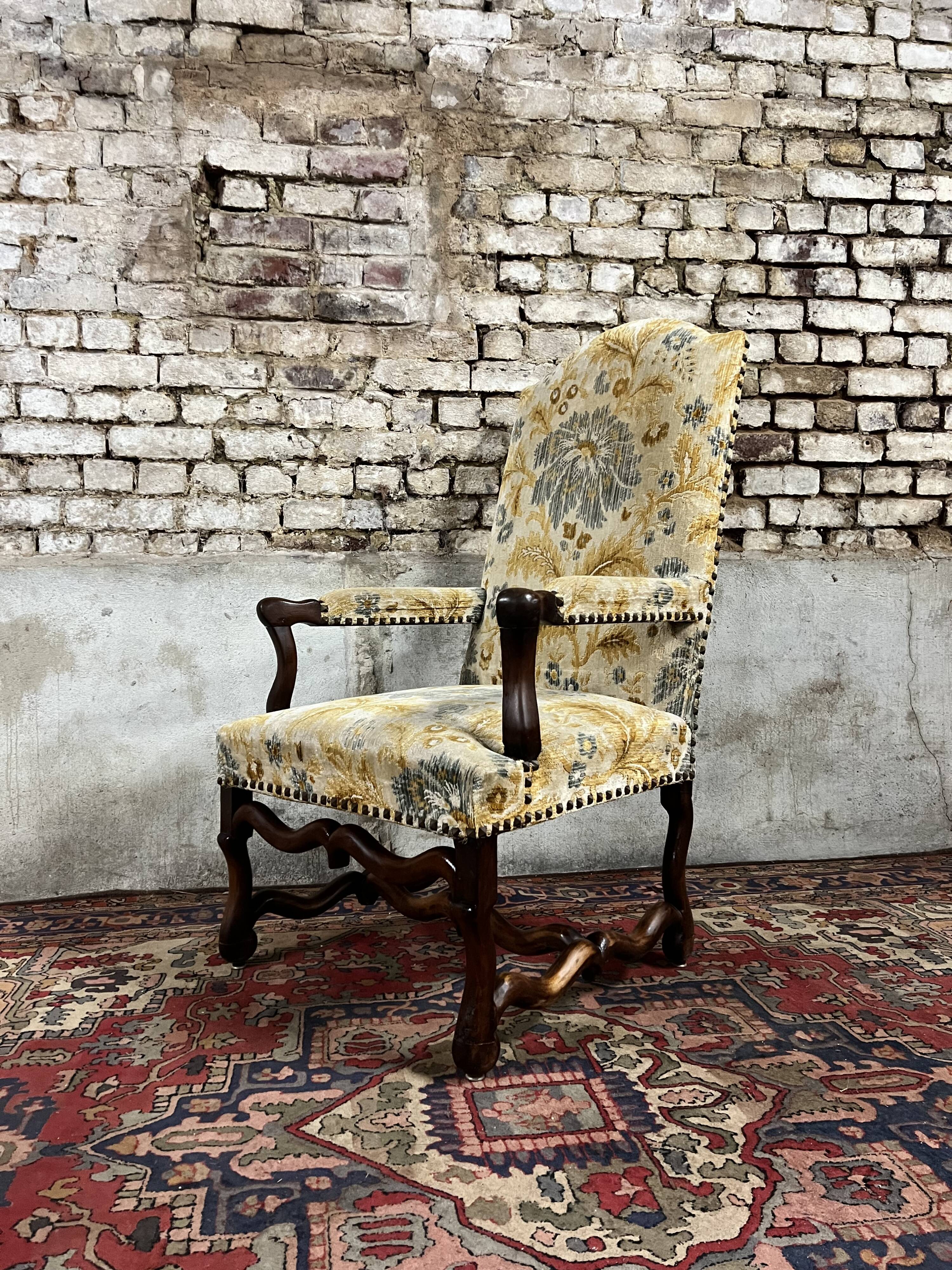Walnut armchair from louis xiii period from the 17th century