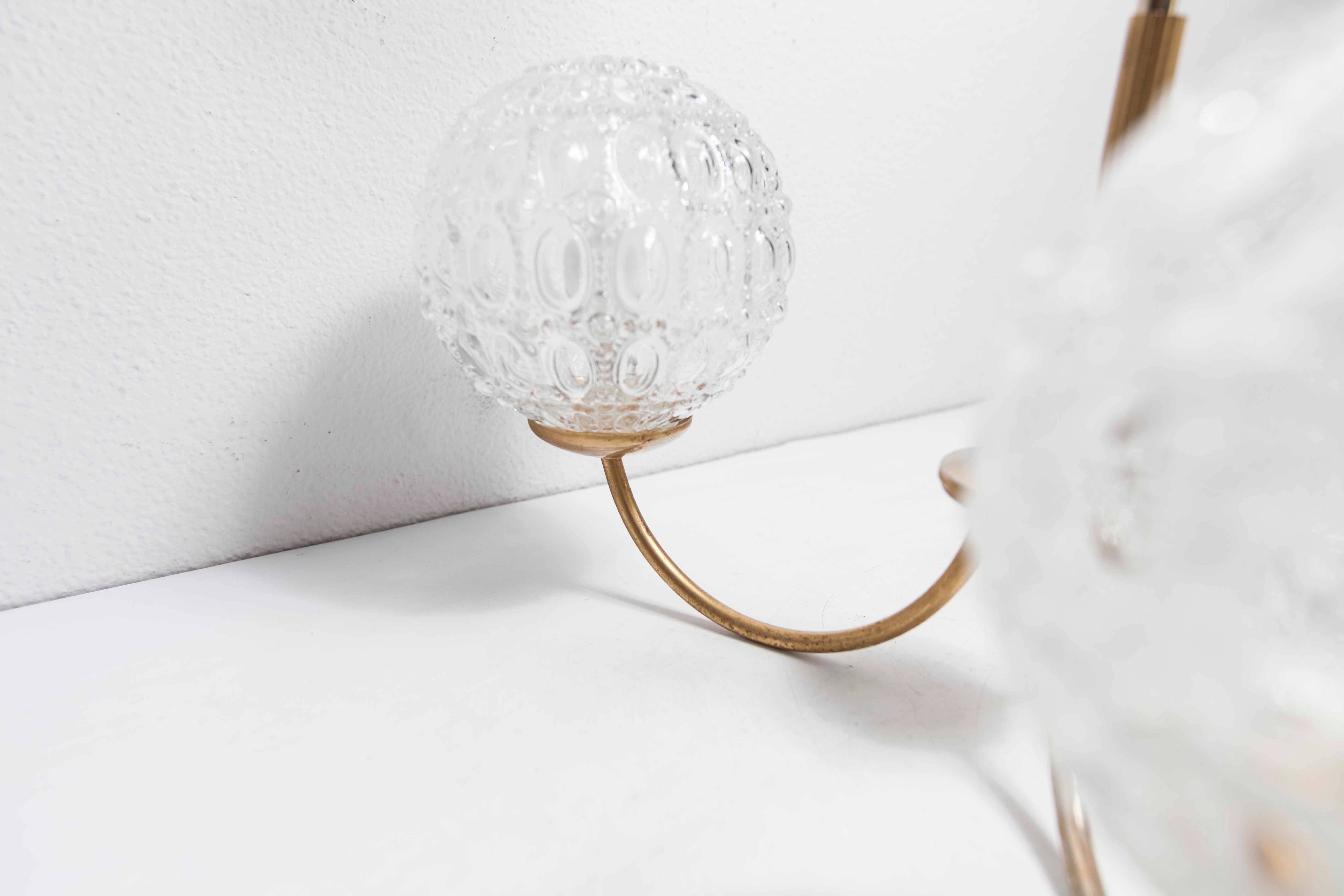 Brass ceiling and glass 3 balls 1960