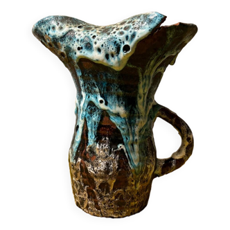 Vase ceramique lave, vallauris, signé