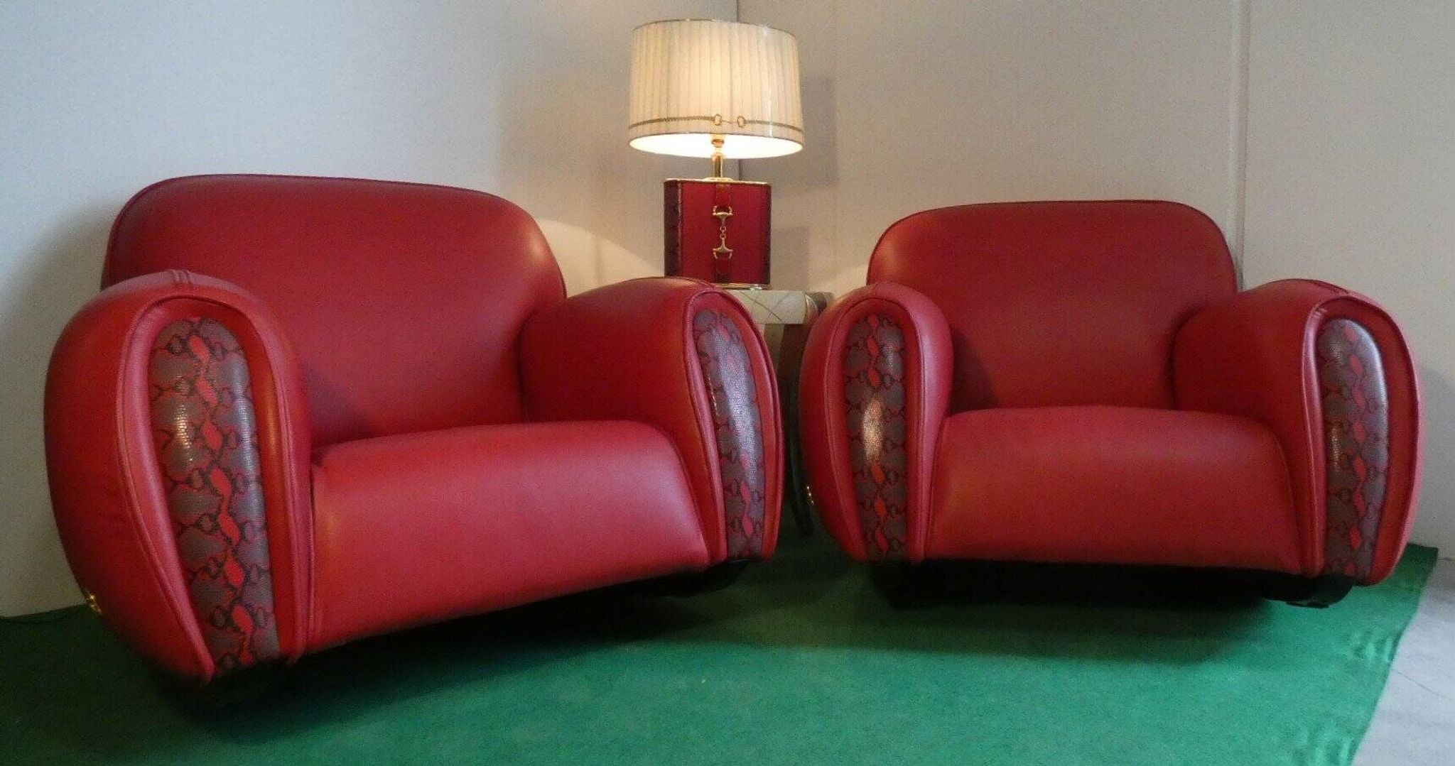 Set of 2 Armchairs, Lamp and Coffee Table - Elisabetta Gucci for Formitalia, 1980s