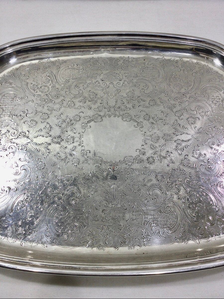 Silver metal handle tray