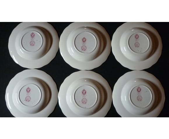 6 hollow plates English earthenware Cauldon England from the great depot E. Bourgeois