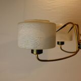 Mid-Century Atomic Brass and Glass Chandelier- four-armed ceiling Lamp- 50s