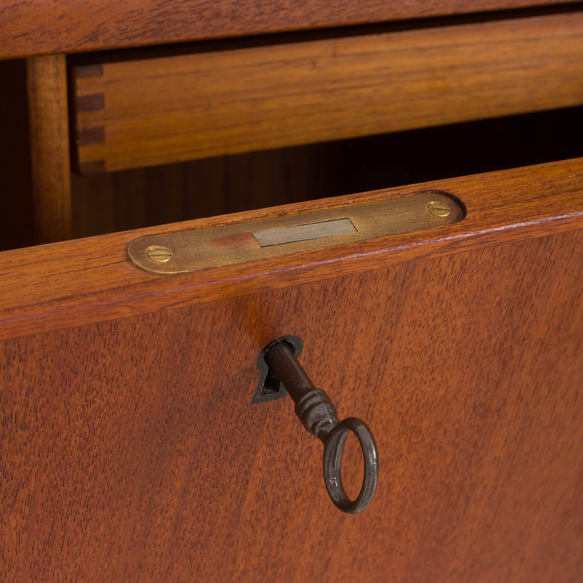 Three-compartment teak wall cabinet by Kai Kristiansen for FM Mobler, Denmark, 1960s