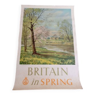Original vintage travel poster Britain in Spring Donald Towner, UK
