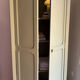 Antique Parisian wardrobe in sage green patina