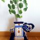 Stool or elephant plant stand in blue ceramic