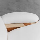 Poltrona vintage in cavallino e tessuto bianco anni ’70 modernariato