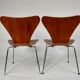 Pair of teak chairs, Arne Jocobsen 6O series No. 7.