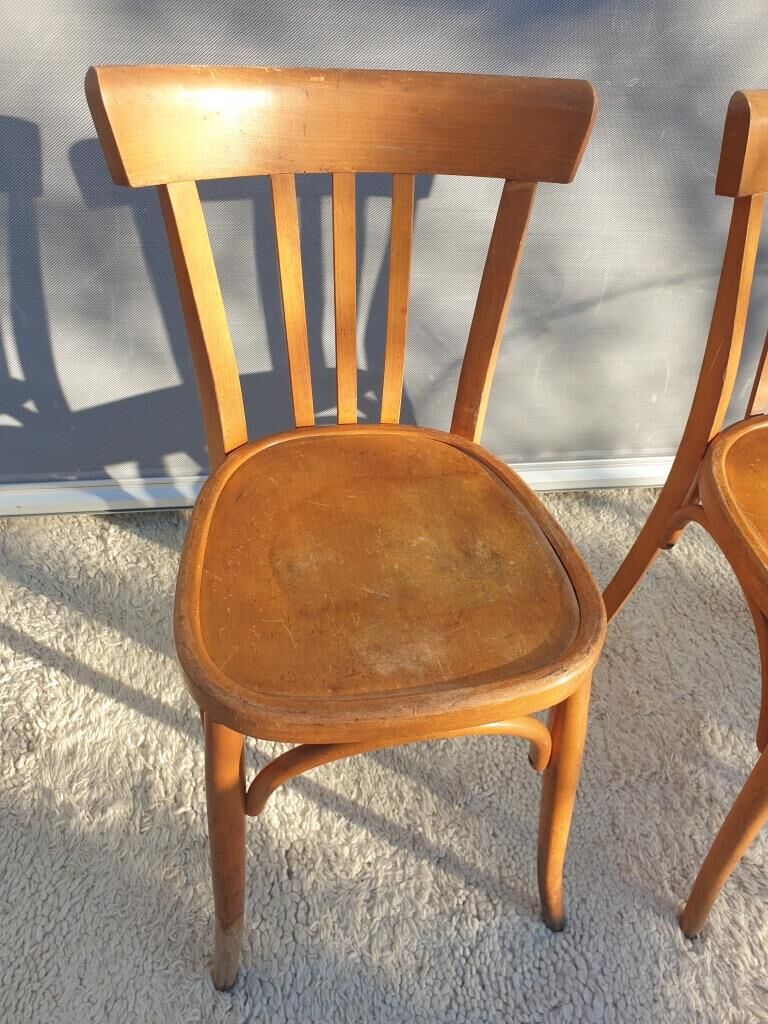Paire chaises bistrot 1950 Mahieu Made in France