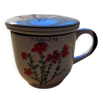 Vintage stoneware mug for tea infusion