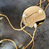 Three-light cascade suspension, vintage globes in white opaline