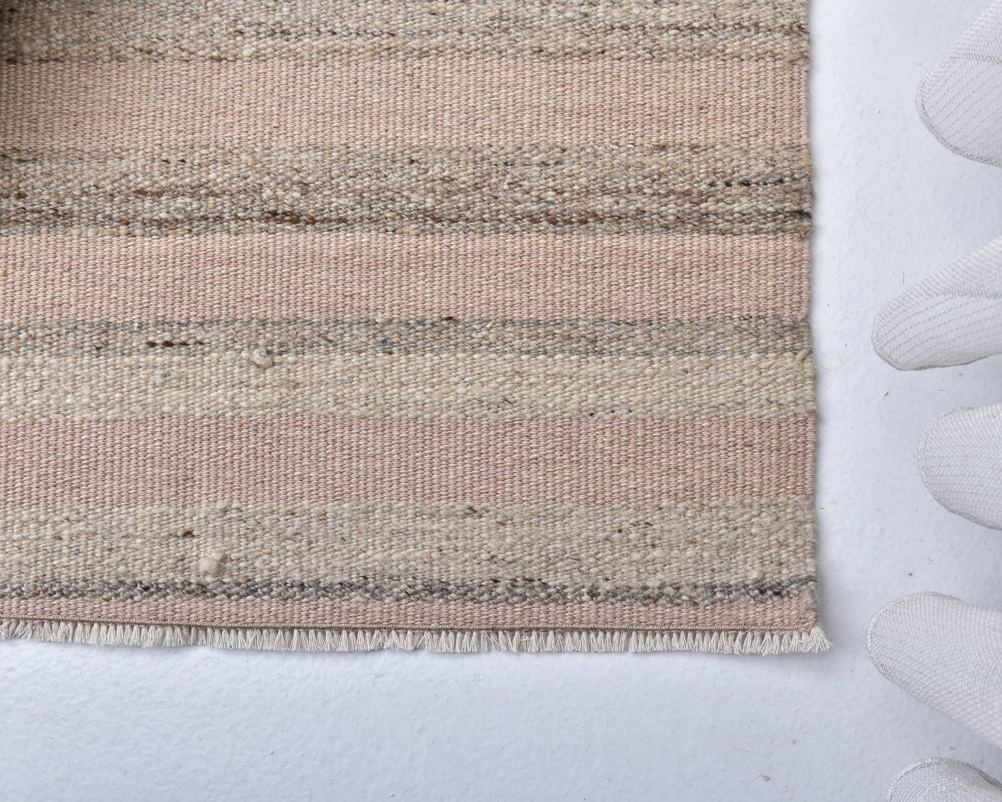 pink brown wool runner rug, Turkish vintage runner kilim  67x293 cm