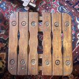 Pair of vintage folding wooden stools from Tyrol mountain