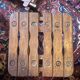 Pair of vintage folding wooden stools from Tyrol mountain