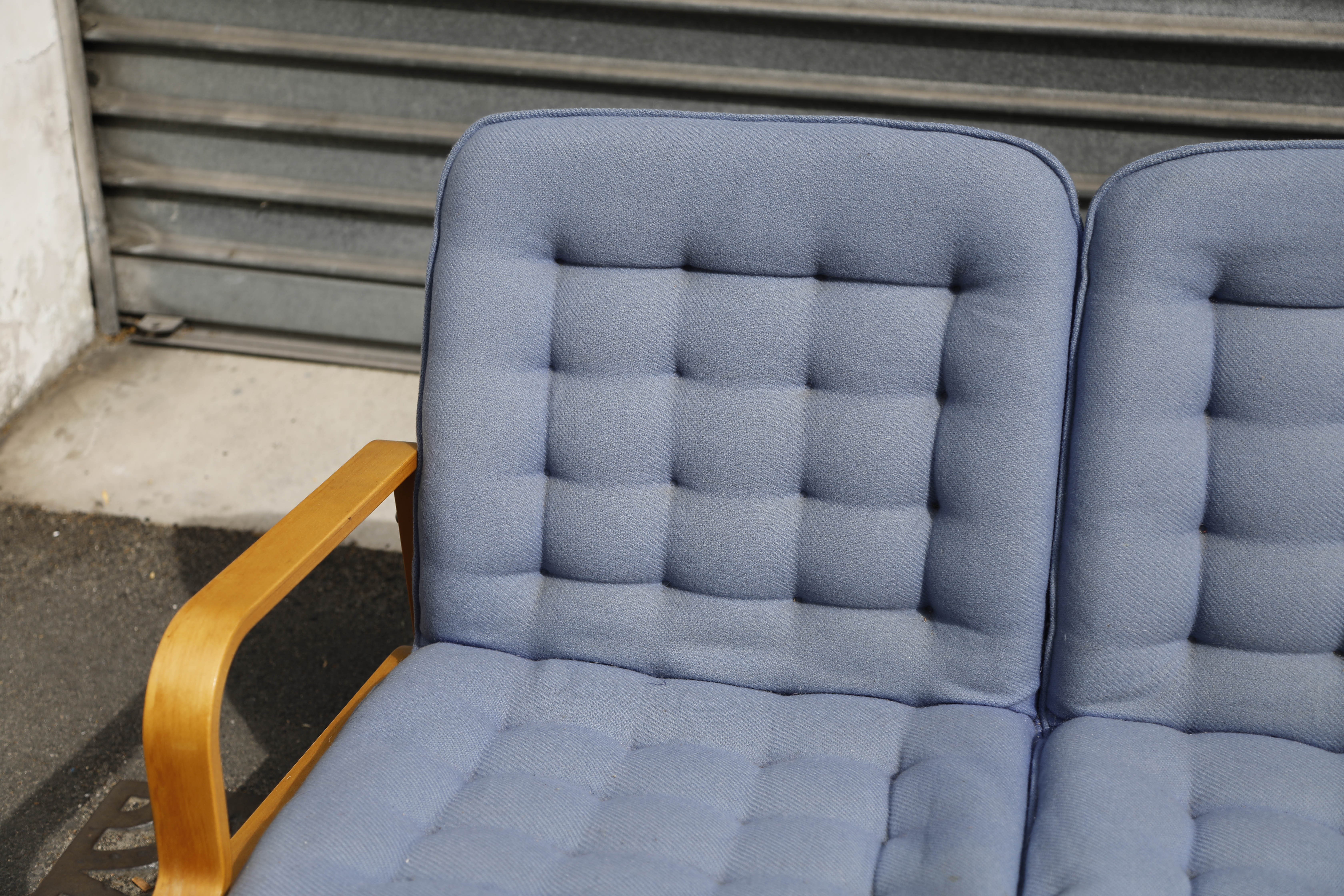 Sofa 2 places wool blue
