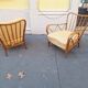 Armchairs in Wood and Yellow Fabric from Paolo Buffa, 1940s, Set of 2