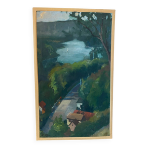 Paysage de fleuve signé