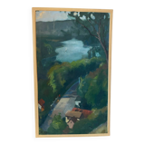 Paysage de fleuve signé Pavard